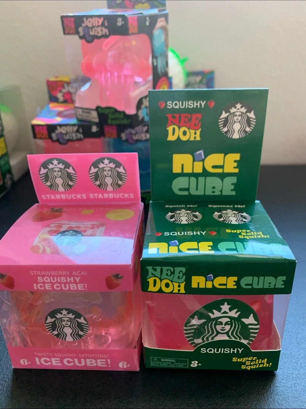 Starbucks x NeeDoh Nice Cube Squishy Set - Pink & Green